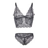 Subblime - 953911 Chemisier De Nuit En Soie Et Dentelle + Culotte Noire S/M